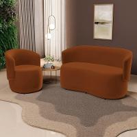 Kit Poltrona E Namoradeira Aisha Orgânica Veludo Terracota - Abmaza - 2