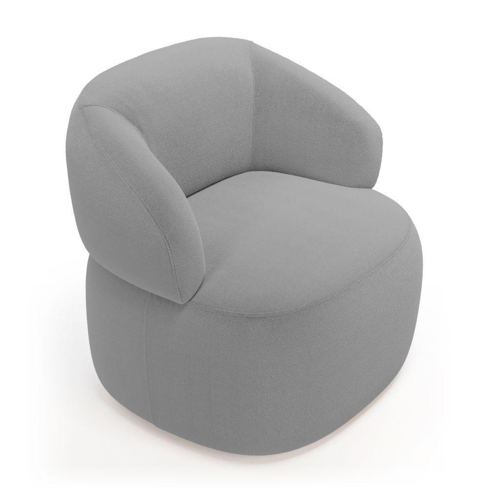 Poltrona Orgânica Giratória Living Glee Bouclê Cinza - Abmaza - 5