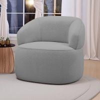 Poltrona Orgânica Giratória Living Glee Bouclê Cinza - Abmaza - 2