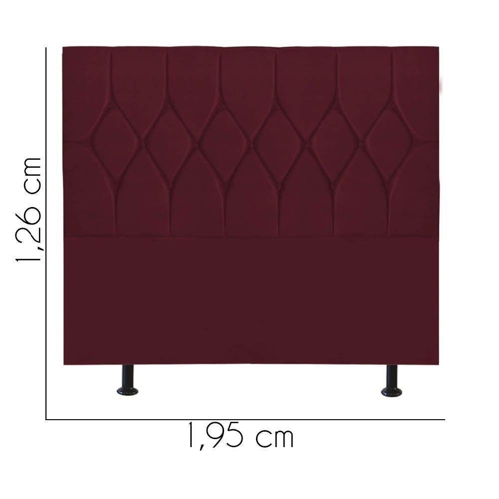 Cabeceira Estofada Cama Box King 195cm Istambul Corino Bordo- Mabe Magazine - 3