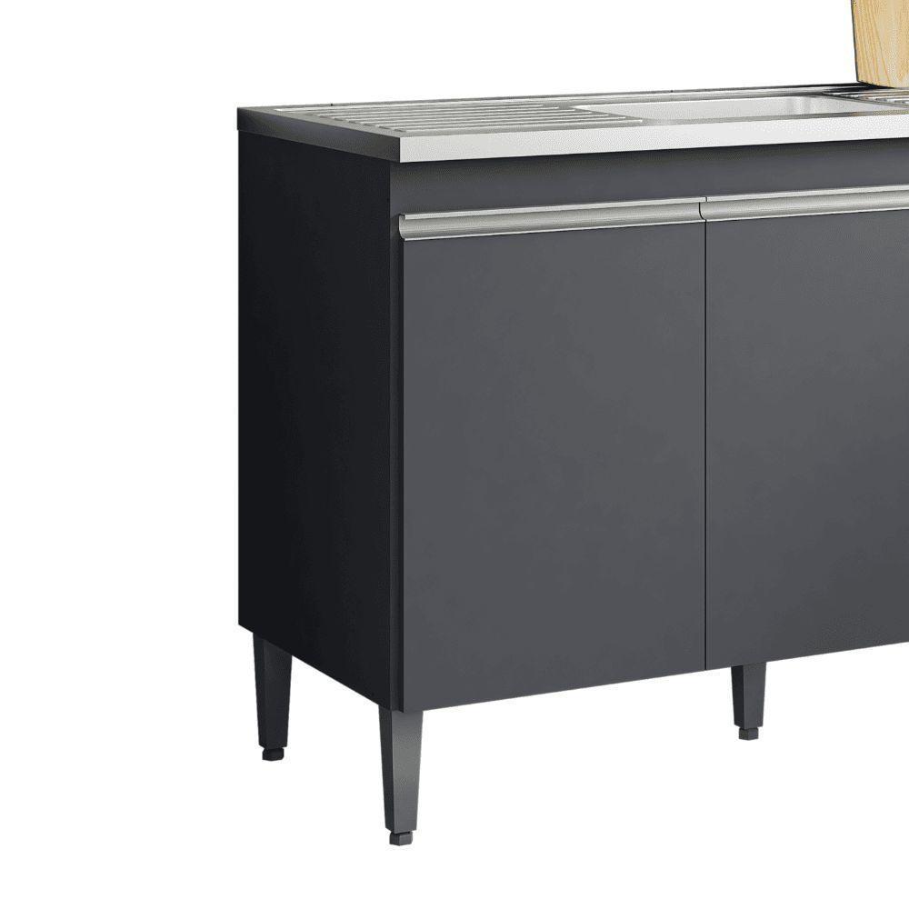 Balcão Gabinete De Pia Para Cozinha Sem Tampo 120cm Andréia Cinza Fosco- Mabe Magazine - 4