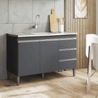 Balcão Gabinete De Pia Para Cozinha Sem Tampo 120cm Andréia Cinza Fosco- Mabe Magazine - 1