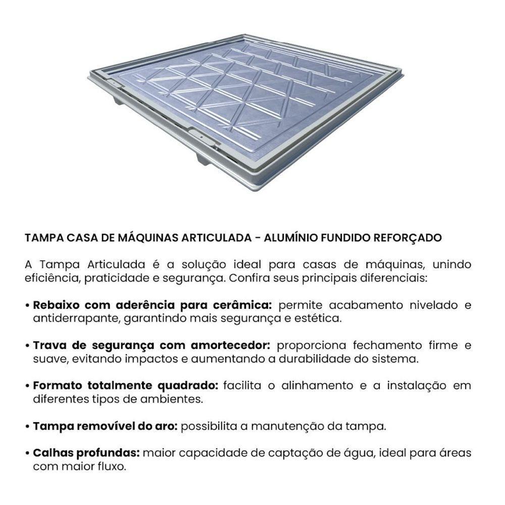 Tampa Piscina Casa Máquina 70x70 Articulada Rebaixada Branca - 8