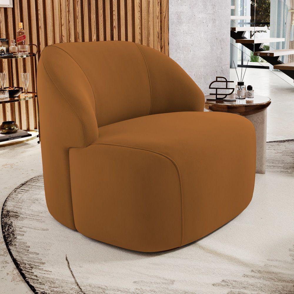 Poltrona Decorativa Living Kaya Orgânica Veludo Terracota - Abmaza - 2