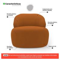 Poltrona Decorativa Living Kaya Orgânica Veludo Terracota - Abmaza - 3