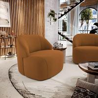 Poltrona Decorativa Living Kaya Orgânica Veludo Terracota - Abmaza - 8