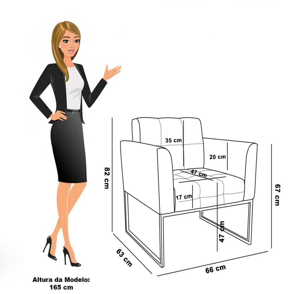 Kit 2 Poltronas Elisa Veludo Rosê Base Metálica Industrial Dourado D03 - D'rossi - 4
