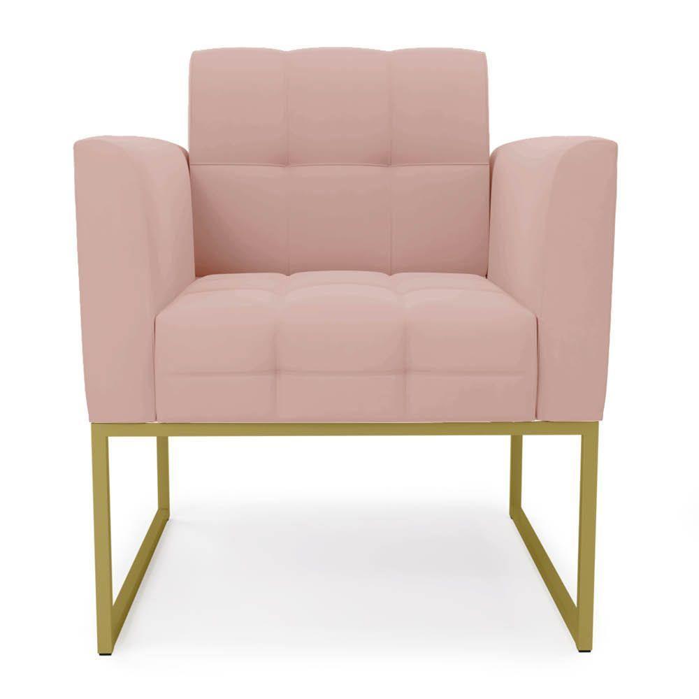 Kit 2 Poltronas Elisa Veludo Rosê Base Metálica Industrial Dourado D03 - D'rossi - 6