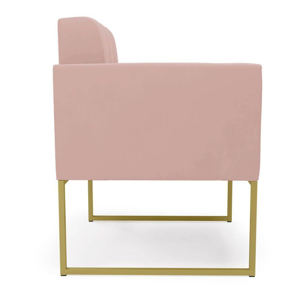 Kit 2 Poltronas Elisa Veludo Rosê Base Metálica Industrial Dourado D03 - D'rossi - 7