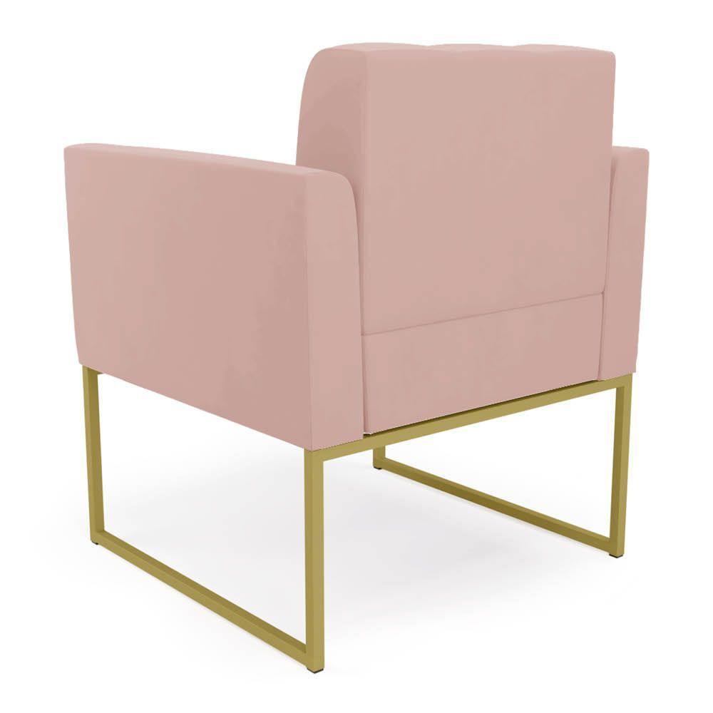 Kit 2 Poltronas Elisa Veludo Rosê Base Metálica Industrial Dourado D03 - D'rossi - 8