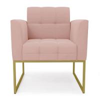 Kit 2 Poltronas Elisa Veludo Rosê Base Metálica Industrial Dourado D03 - D'rossi - 6