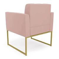 Kit 2 Poltronas Elisa Veludo Rosê Base Metálica Industrial Dourado D03 - D'rossi - 8