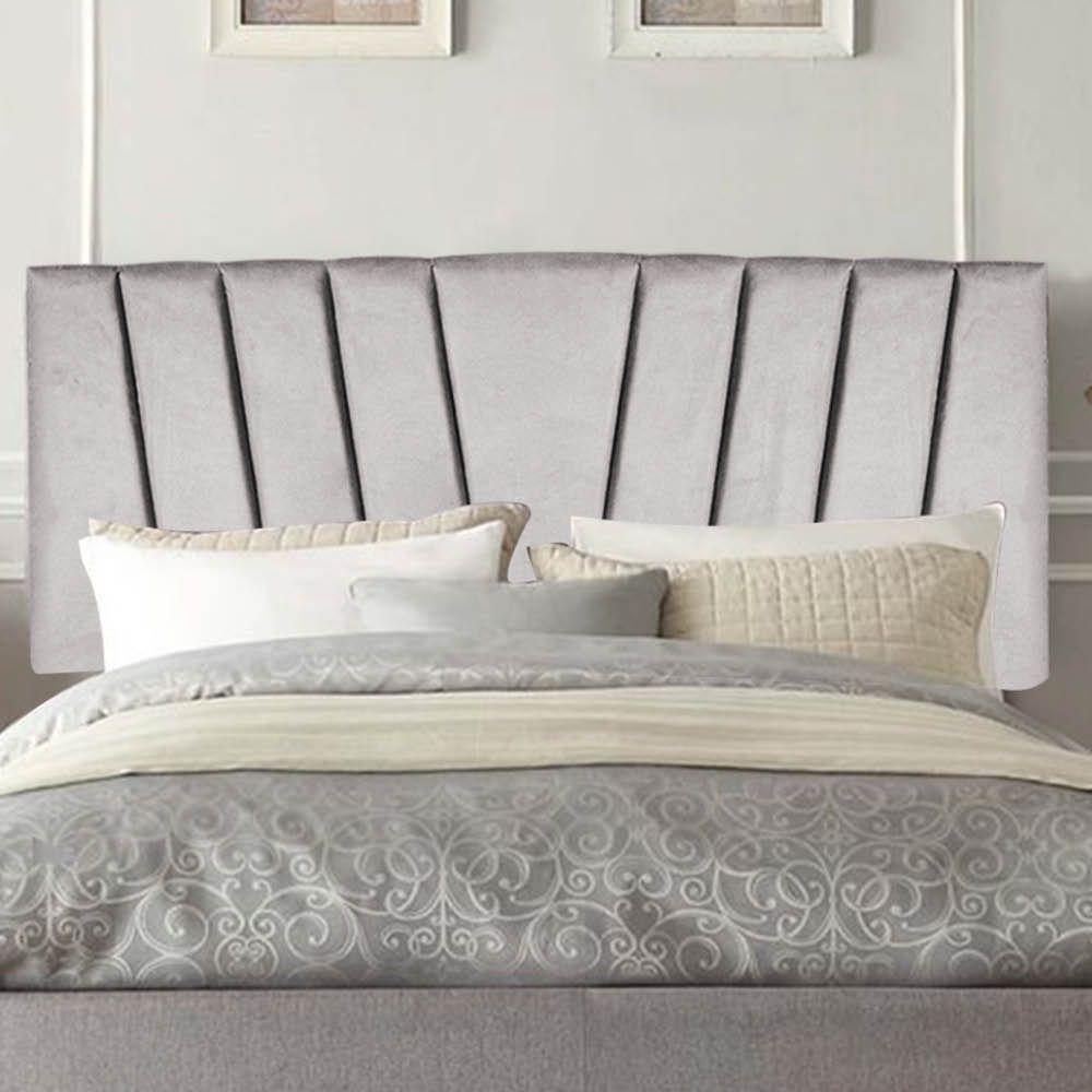 Painel Cabeceira Estofada Bélgica 140cm Cama Box Casal Corino Cinza Claro- Mabe Magazine - 1