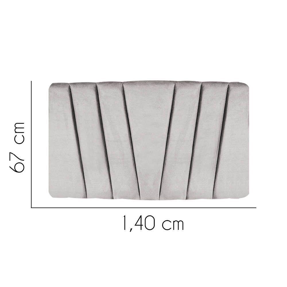 Painel Cabeceira Estofada Bélgica 140cm Cama Box Casal Corino Cinza Claro- Mabe Magazine - 2