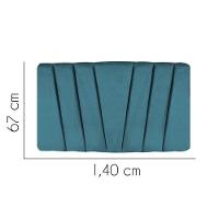 Painel Cabeceira Estofada Bélgica 140cm Cama Box Casal Veludo Azul Turquesa- Mabe Magazine - 2
