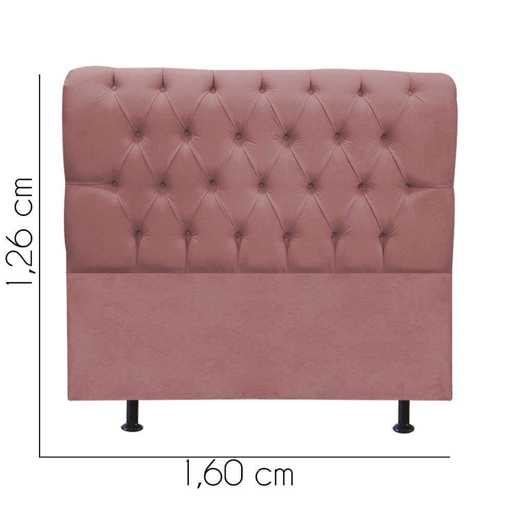 Cabeceira Estofada Cama Box Queen 160cm París Veludo Rose- Mabe Magazine - 3