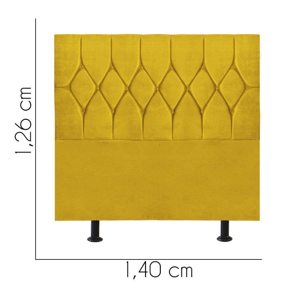 Cabeceira Estofada Cama Box Casal 140cm Istambul Suede Amarelo- Mabe Magazine - 3
