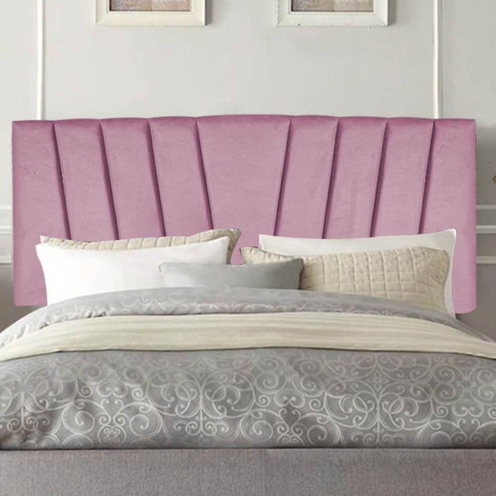 Painel Cabeceira Estofada Bélgica 195cm Cama Box King Corino Rosa Bebe- Mabe Magazine - 1
