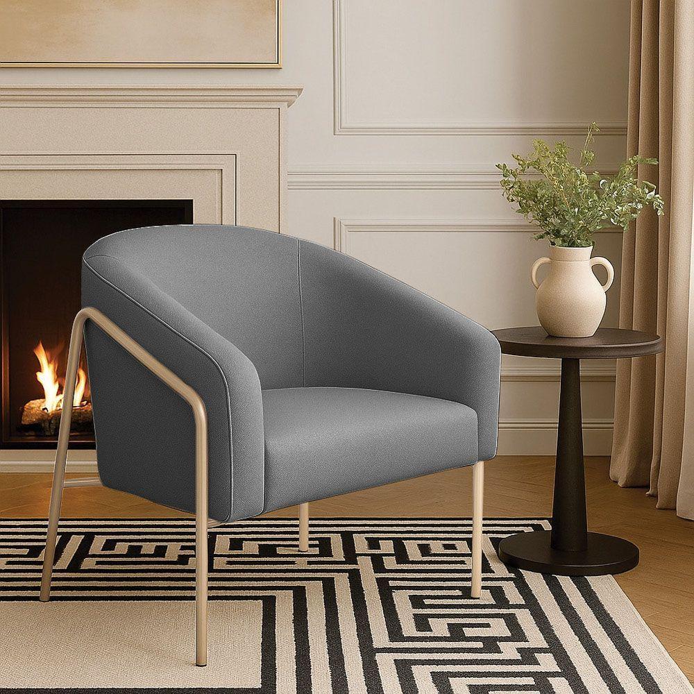 Poltrona Sala Industrial Alta Champanhe Stella Linho D03 - D'rossi Cor Grafite - 1