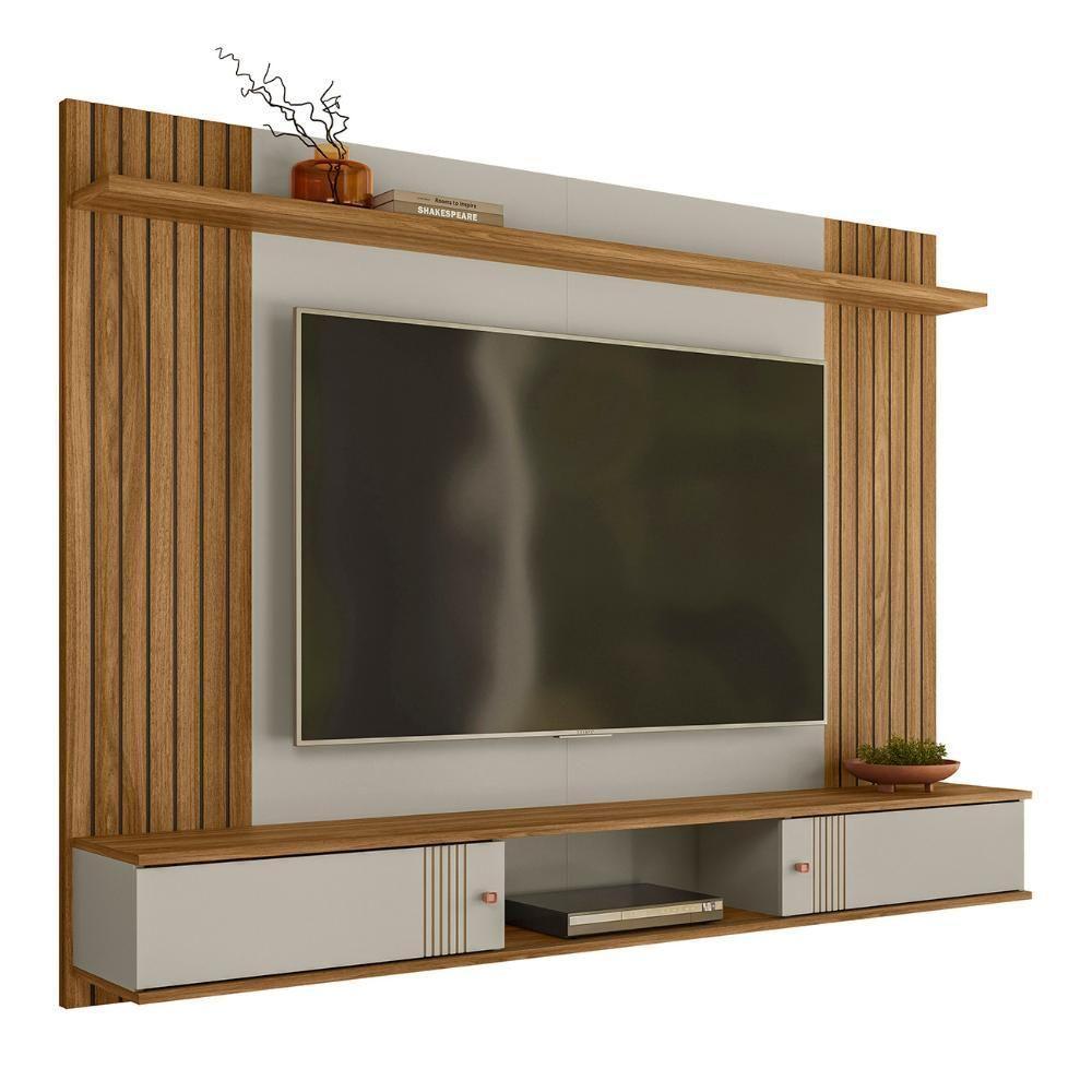 Painel TV 70 Polegadas E Bancada Suspensa 180cm Yany Off White Nature Z49 - Mpozenato - 1