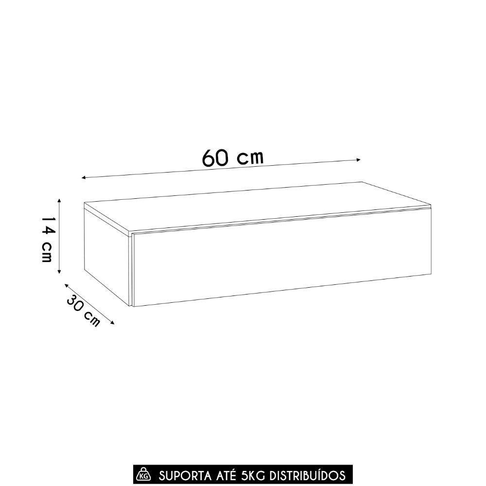 Penteadeira Suspensa 60cm 1 Gaveta Carina Z34 Branco - Mpozenato - 4