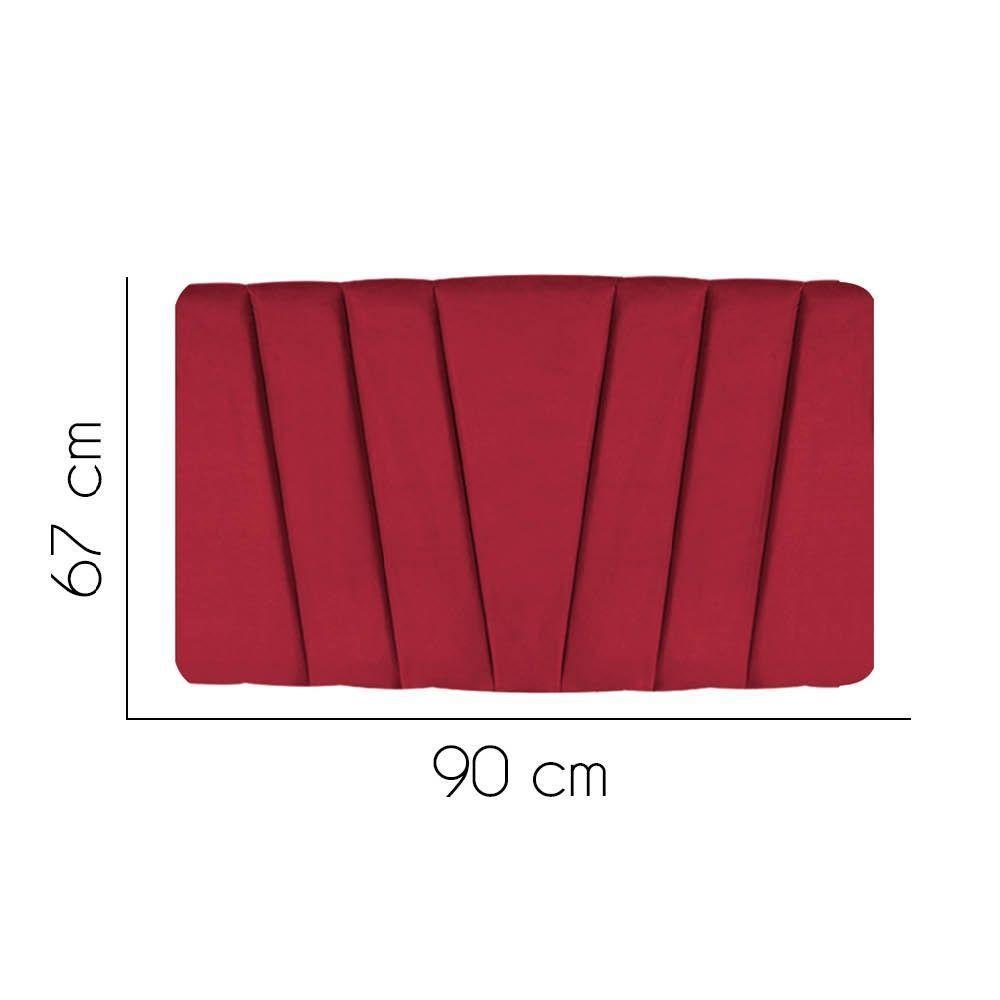 Painel Cabeceira Estofada Bélgica 90cm Cama Box Solteiro Corino Vermelho- Mabe Magazine - 2