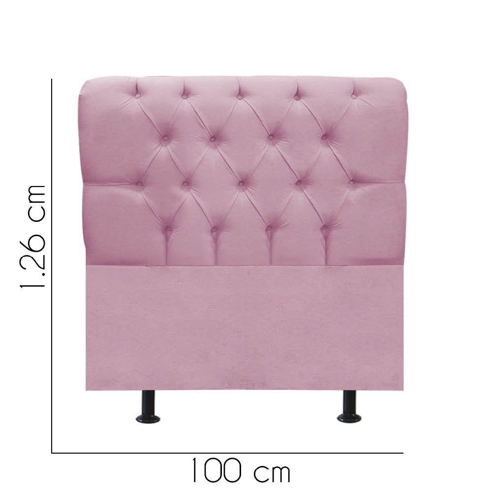 Cabeceira Estofada Cama Box Solteiro 100cm París Corino Rosa Bebe- Mabe Magazine - 3