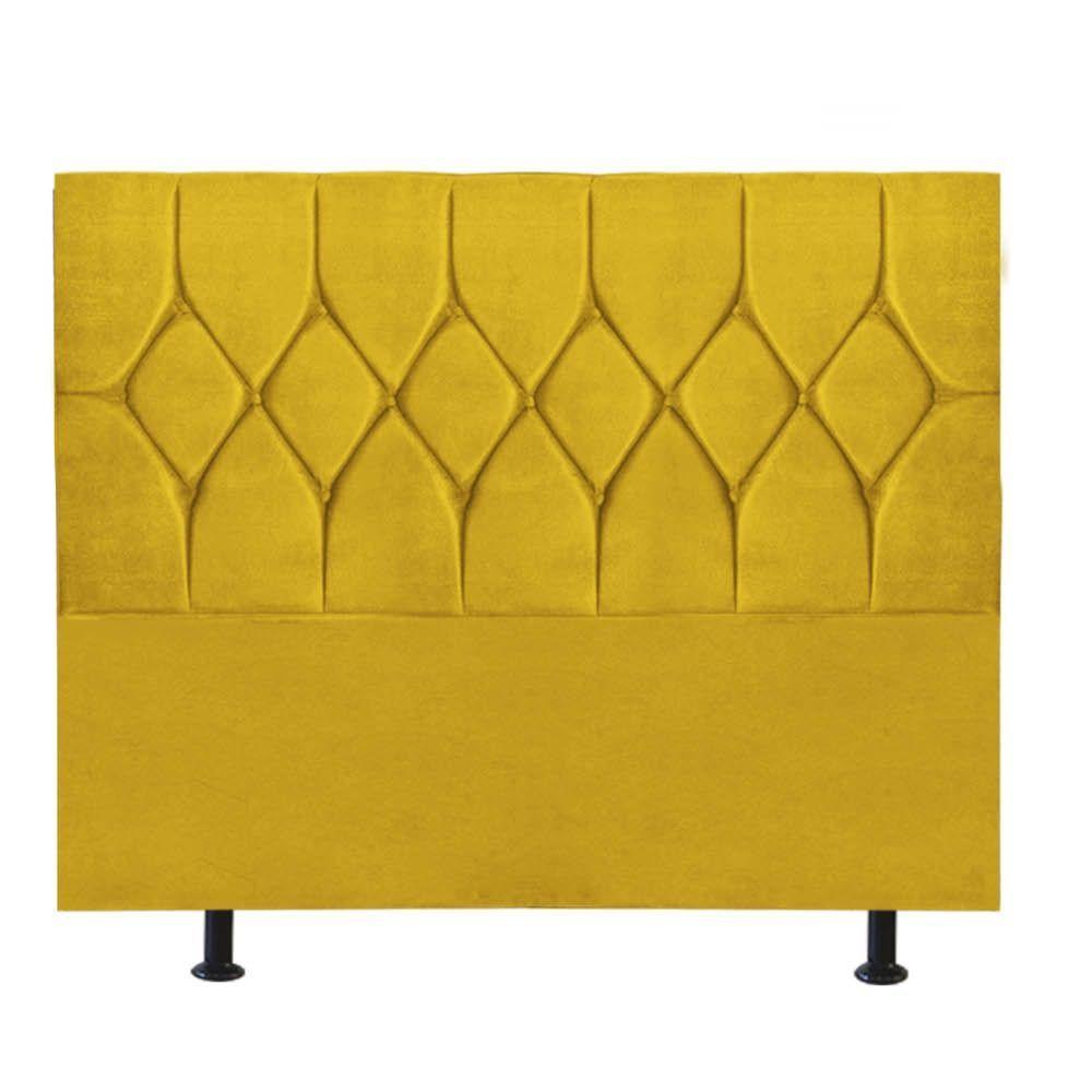 Cabeceira Estofada Cama Box King 195cm Istambul Corino Amarelo- Mabe Magazine - 2