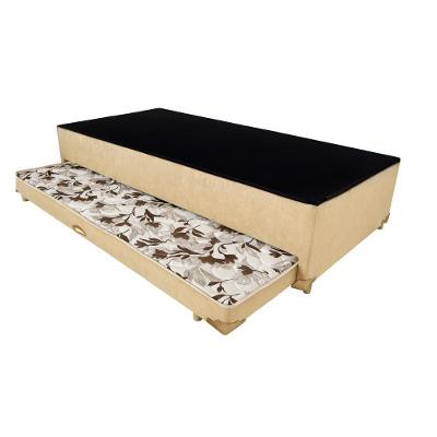 Cama Box Solteiro Com Auxiliar Espuma Semi Ortopédica Suede 88x188 Cor:bege