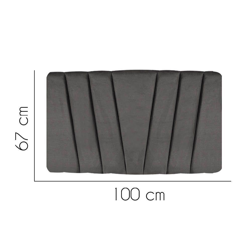 Painel Cabeceira Estofada Bélgica 100cm Cama Box Solteiro Corino Cinza Escuro- Mabe Magazine - 2