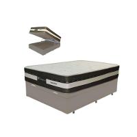 Cama Box Baú Casal Suede + Colchão Esplendor Molas Ensacadas Luckspuma 138x188x75 Cor:cinza - 1