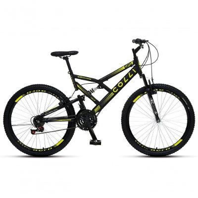 Bicicleta Gps 148 Dupla Suspensão E Freios V-brake, Aro 26 Aero, 36 Raias, 21 Marchas Colli Preto/amarelo