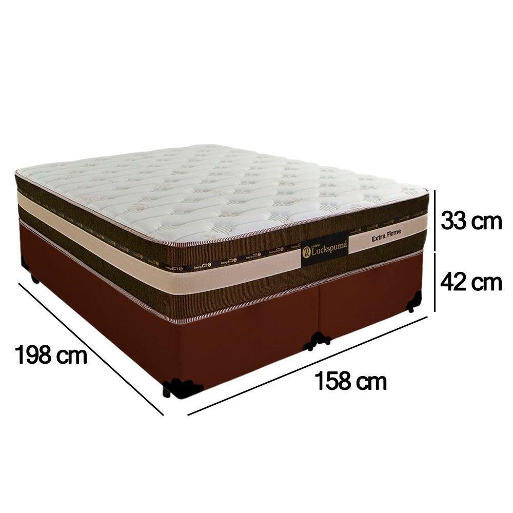 Cama Box Baú Queen Sintético + Colchão Esplendor Molas Ensacadas Luckspuma 158x198x75 Cor:marrom - 5