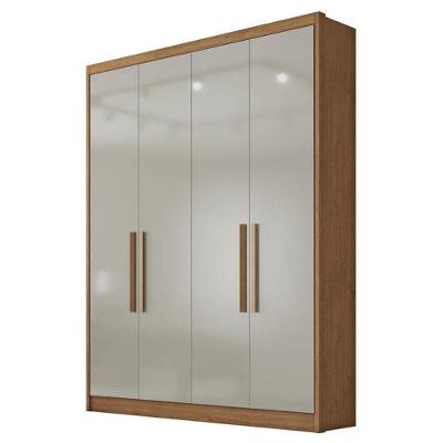 Guarda Roupa Solteiro Sevilha 4 Portas 3 Gavetas Cumaru 25 Fendi Com Nicho - Novo Horizonte