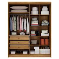 Guarda Roupa Solteiro Sevilha 4 Portas 3 Gavetas Cumaru 25 Fendi Com Nicho - Novo Horizonte - 2