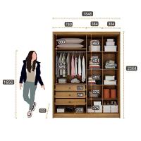 Guarda Roupa Solteiro Sevilha 4 Portas 3 Gavetas Cumaru 25 Fendi Com Nicho - Novo Horizonte - 3