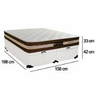 Cama Box Baú Queen Sintético + Colchão Esplendor Molas Ensacadas Luckspuma 158x198x75 Cor:branco - 3