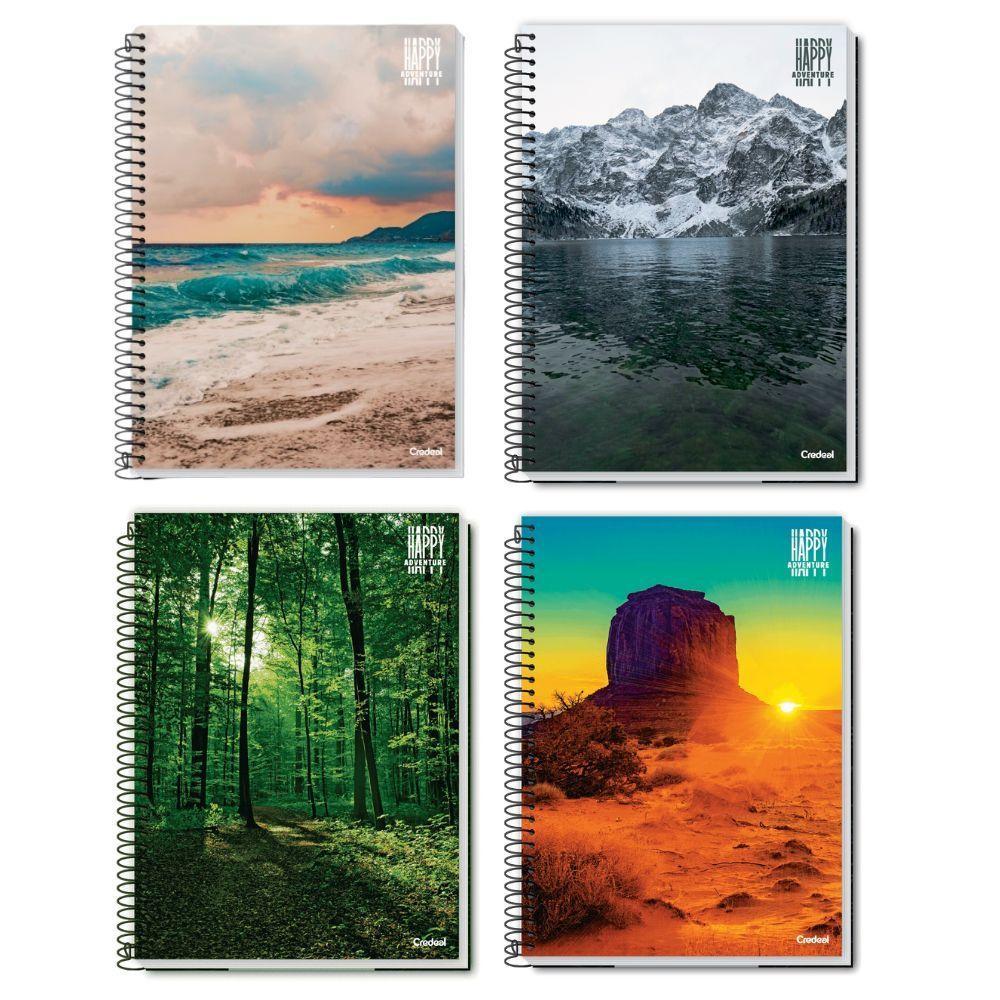 Caderno Espiral Universitário 16 Matérias 320 Folhas Happy Adventure Credeal Estampa 4 - 2