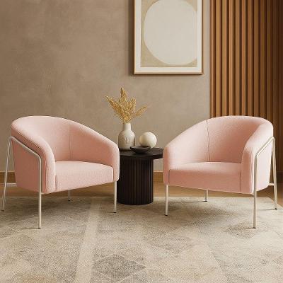 Poltrona Sala Industrial Alta Champanhe Kit 2 Stella Bouclê D03 - D'rossi Cor Rose