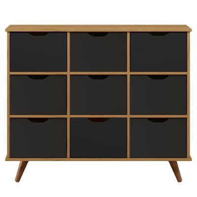 Nicho Organizador Retrô 9 Gavetas Freijó/preto - Qmovi