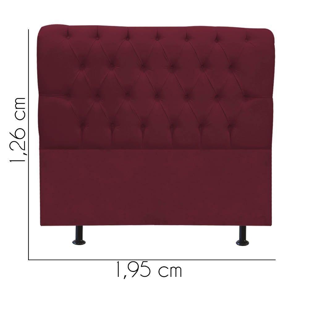 Cabeceira Estofada Cama Box King 195cm París Veludo Bordo- Mabe Magazine - 3