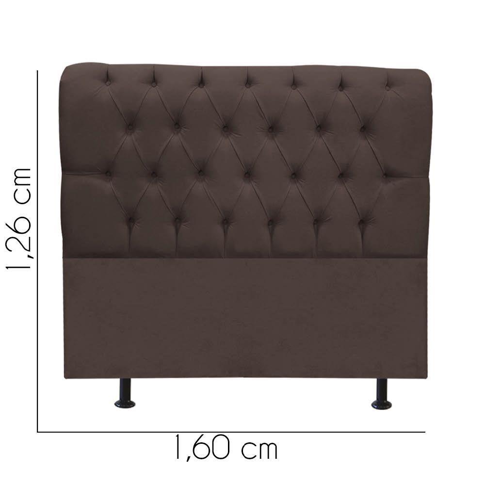 Cabeceira Estofada Cama Box Queen 160cm París Corino Marrom- Mabe Magazine - 3