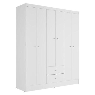 Guarda Roupa Solteiro Versa 6 Portas Branco Rosa Flex Fosco - Kits Paraná