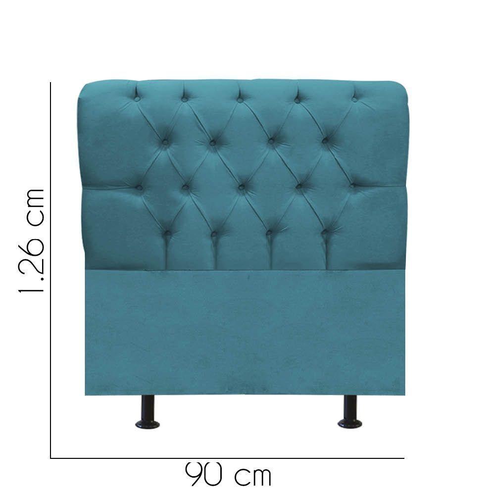 Cabeceira Estofada Cama Box Solteiro 90cm París Corino Azul Turquesa- Mabe Magazine - 3