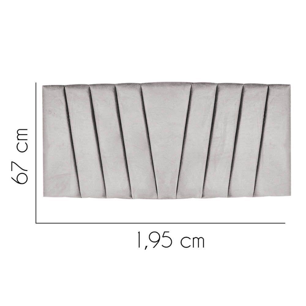 Painel Cabeceira Estofada Bélgica 195cm Cama Box King Corino Cinza Claro- Mabe Magazine - 2