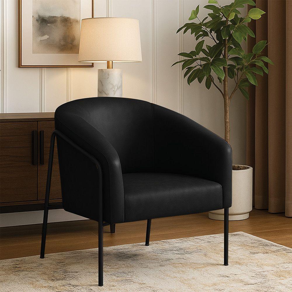 Poltrona Sala Industrial Alta Preto Stella Sintético Pu Preto D03 - D'rossi - 1