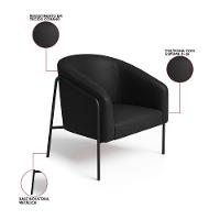 Poltrona Sala Industrial Alta Preto Stella Sintético Pu Preto D03 - D'rossi - 3