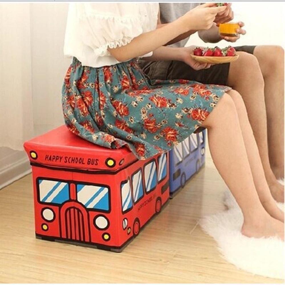 Baú Caixa Organizadora De Brinquedos Infantil Puff Roupa Sapato Porta Treco Multiuso Menino Menina Amarelo - 4