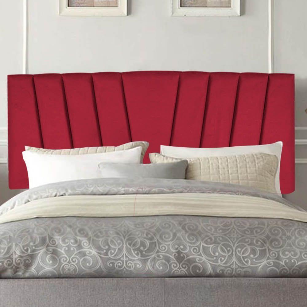 Painel Cabeceira Estofada Bélgica 140cm Cama Box Casal Veludo Vermelho- Mabe Magazine - 1
