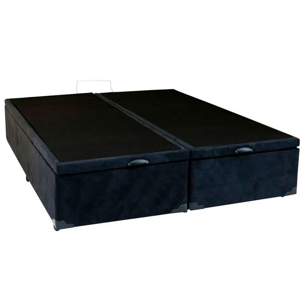 Cama Box Baú Casal Bipartido Whc Suede Preto 138x188x42 - 5